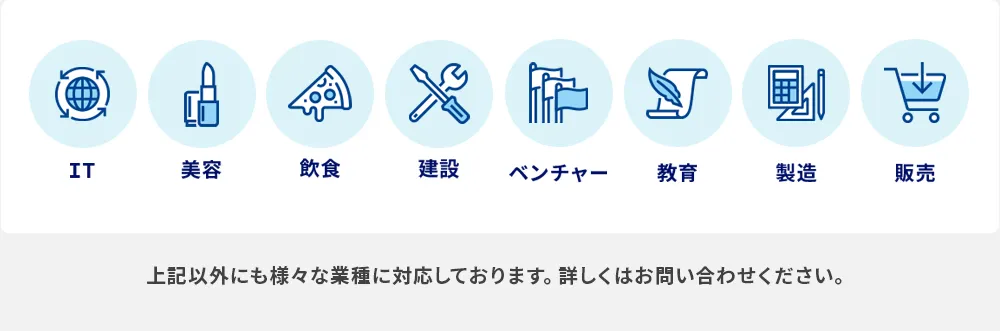 IT・美容・飲食・建設・ベンチャー・教育・製造・販売